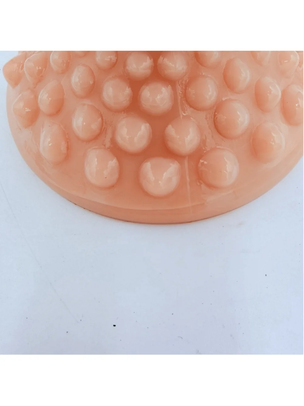 Rare FENTON Rose Pastel Pink HOBNAIL Milk Glass Ruffled Compote 3920 1954